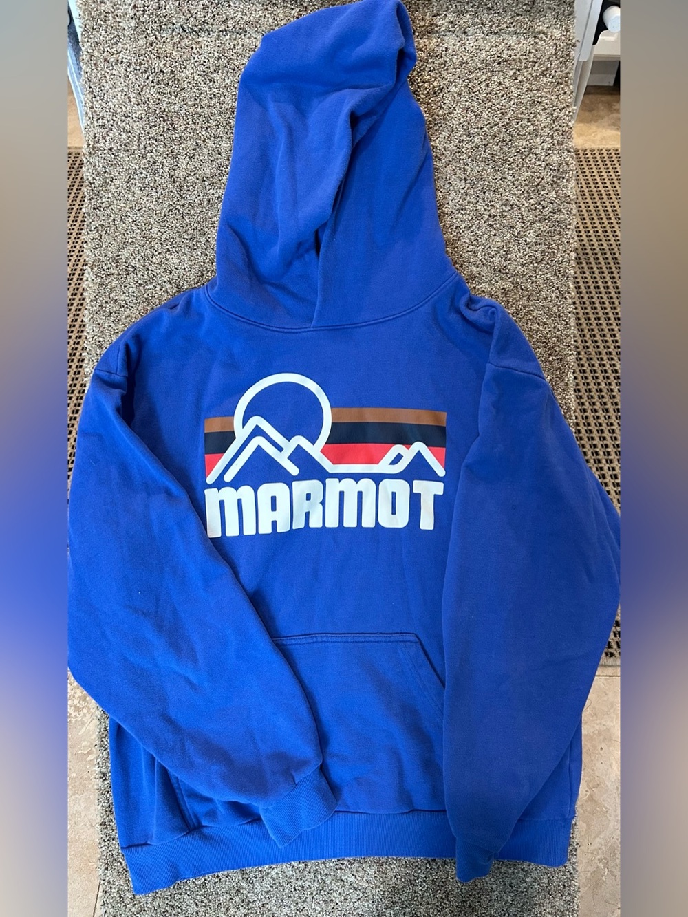 Marmot Royal Blue Crewneck Hoodie with Mountain Logo